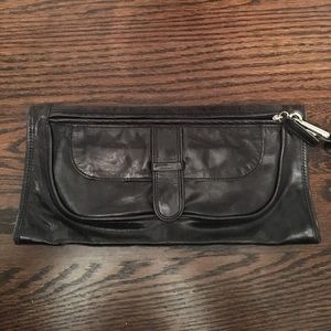 Slim black leather Kenneth Cole clutch